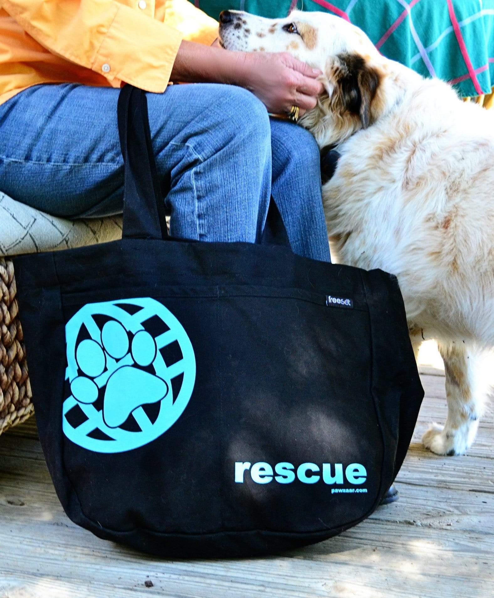 PawZaar.com Bags and Purses Black RESCUE Tote Bag