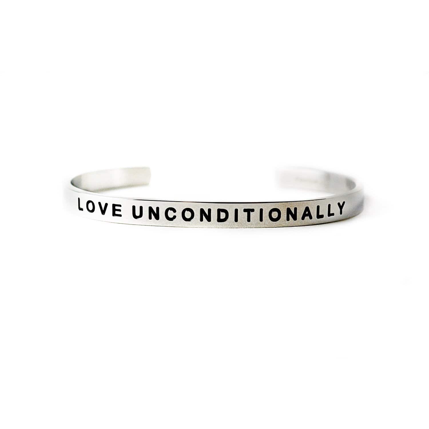PawZaar.com Jewelry Stainless steel / OSFM LOVE UNCONDITIONALLY engraved cuff bracelet
