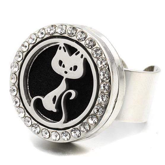 PawZaar Jewelry OSFM Cat Lover's Aromatherapy Ring - Adjustable for Most Sizes