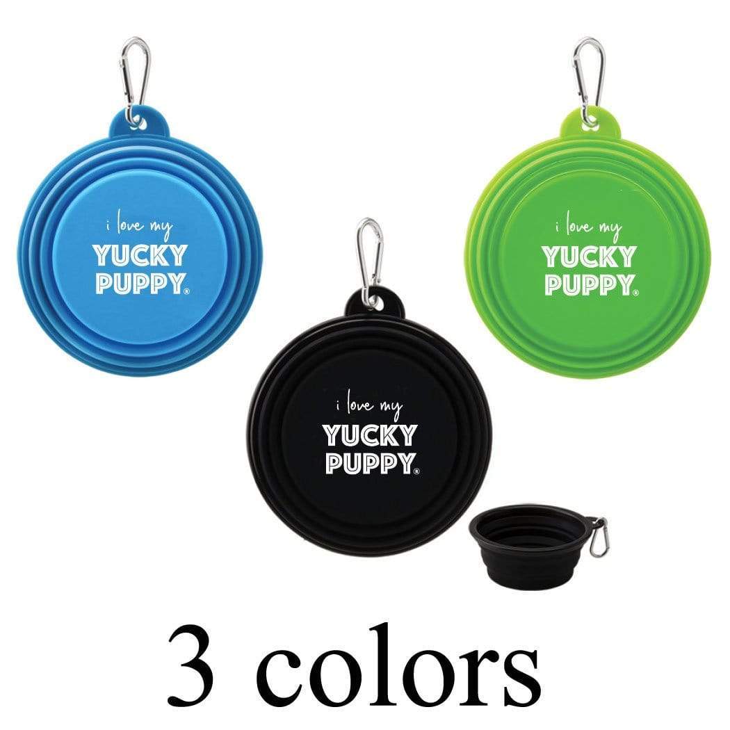 Yucky Puppy Accessories Silicone Collapsible Dog Bowl with Carabiner