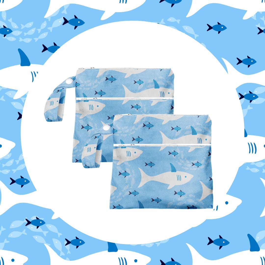 Yucky Puppy Pet Waste Bag Dispensers & Holders 2-Pocket Shark Poop Bag Holders (Set of 2)