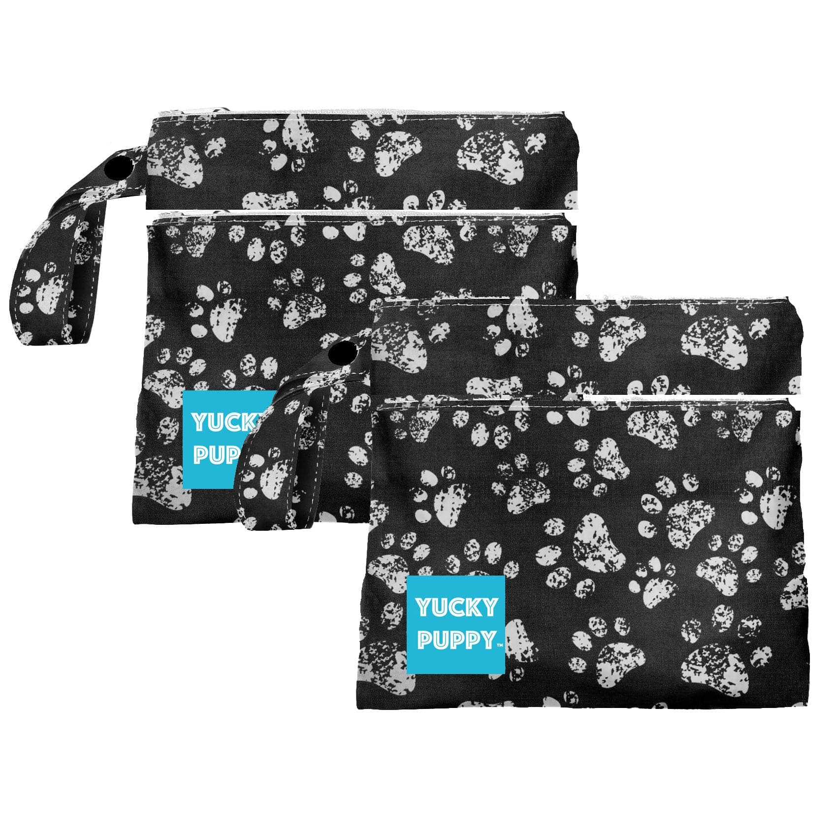 Yucky Puppy Pet Waste Bag Dispensers & Holders Paw Print TWO POCKET Yucky Puppy Poop Bag Holders (Set of 2)