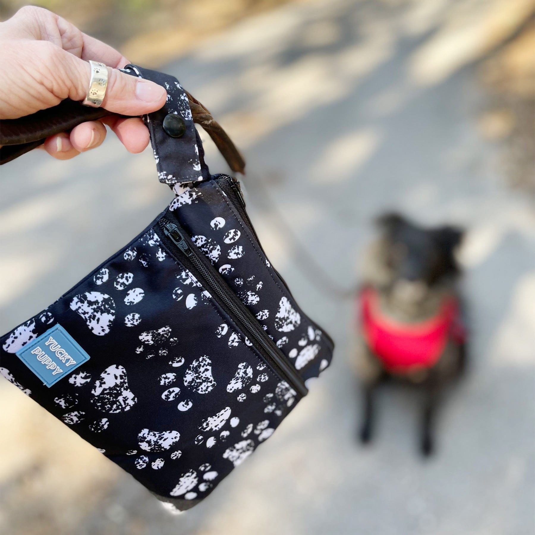 Yucky Puppy Pet Waste Bag Dispensers & Holders Paw Print TWO POCKET Yucky Puppy Poop Bag Holders (Set of 2)