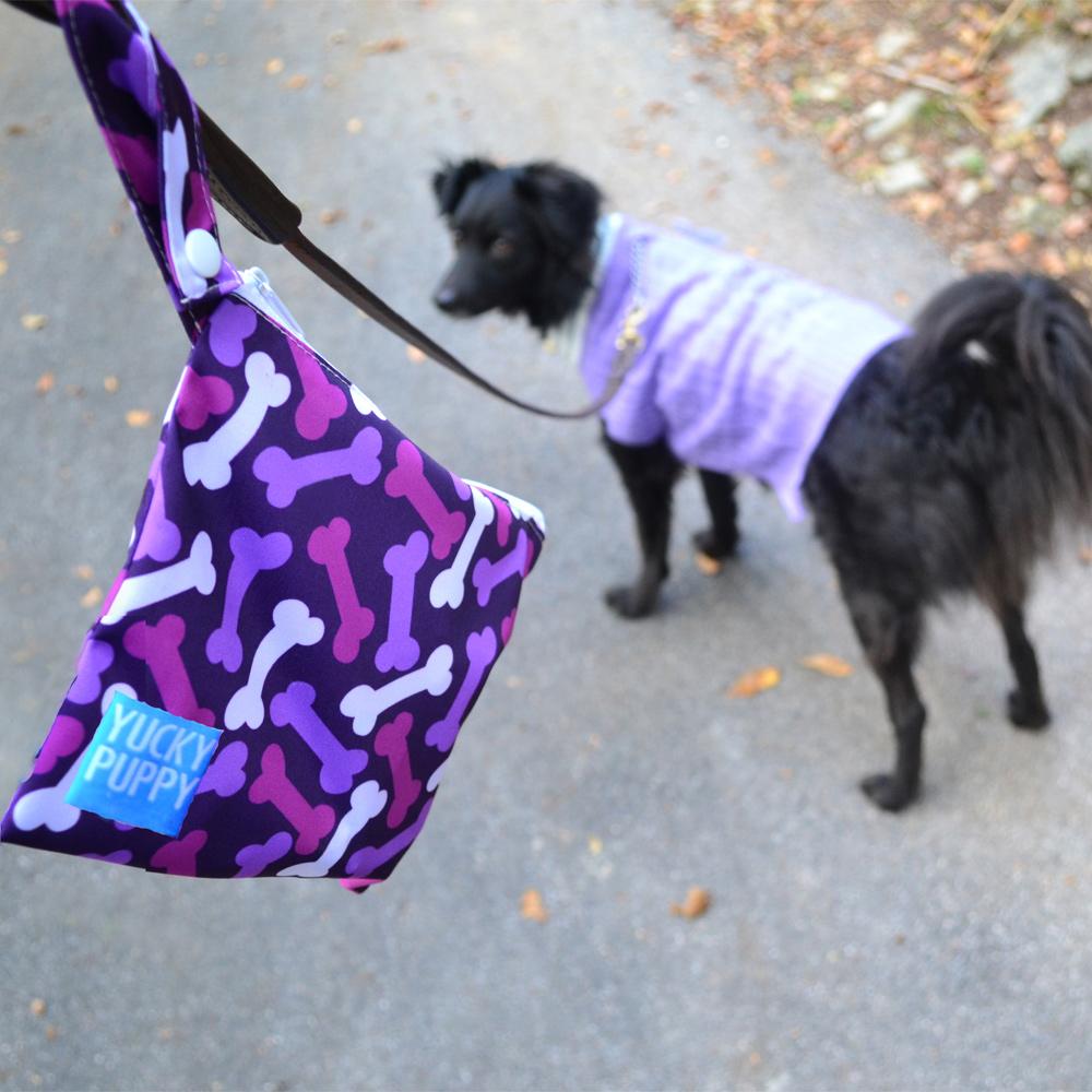 Yucky Puppy Yucky Puppy Dog Poop Bag Holders-- Blue or Pink/Purple Bone (Set of 2)--TWO SIZES