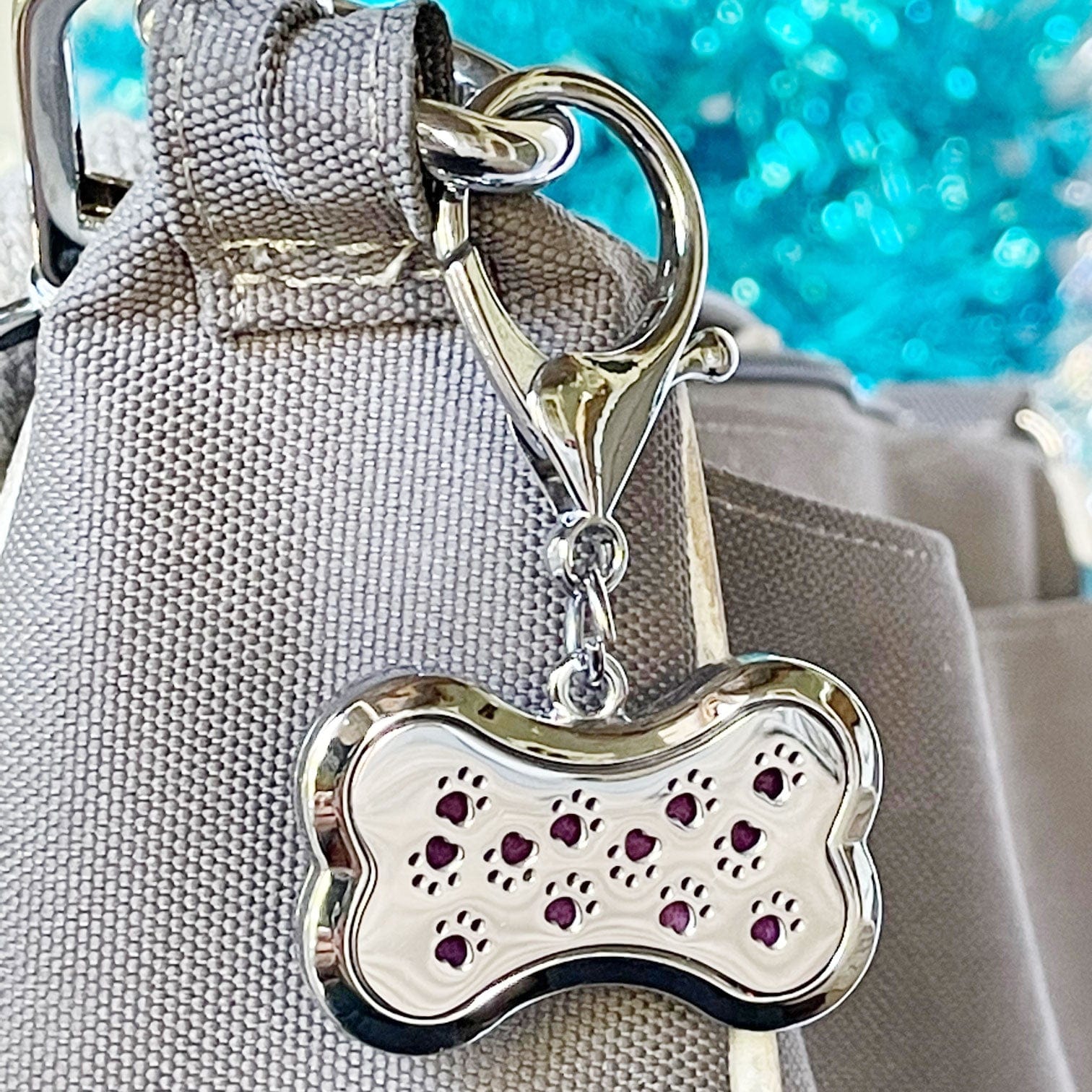 PawZaar Accessories Silver tone Dog Bone Aromatherapy Purse Locket or Key Ring