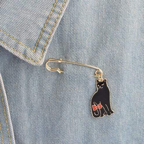 PawZaar Jewelry Standing Cat Fashion Pin  | Black Cat Scarf Pin
