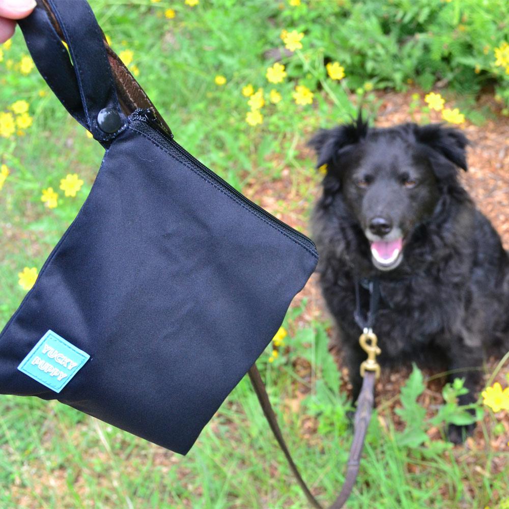 Yucky Puppy Bags and Purses STANDARD TWO SIZES--Black Yucky Puppy Dog Poop Bag Holders (Set of 2 Bags)