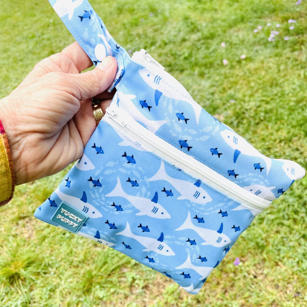 Yucky Puppy Pet Waste Bag Dispensers & Holders 2-Pocket Shark Poop Bag Holders (Set of 2)